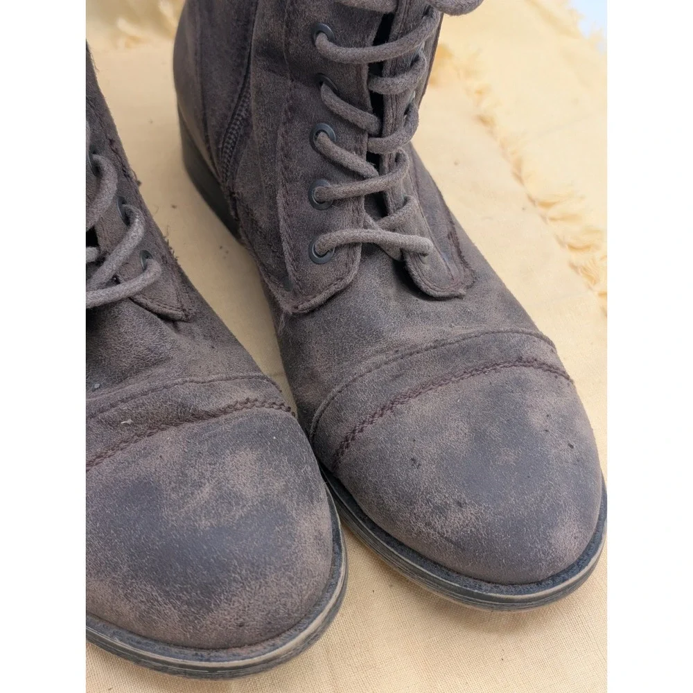 Rampage Ram-Jedi Brown Combat Boots Size 7 Grunge Faux Leather Bikercore Goth...